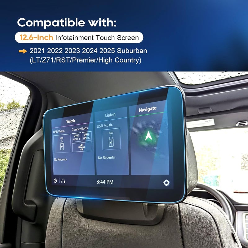 LFOTPP For 2025 Suburban Screen Protector - (2pcs) 2021~2025 Suburban (LT/Z71/RST/Premier/High Country) 12.6 inch Touchscreen [ClarityHD+] Anti Glare 9H Hardness Tempered Glass - Image 3